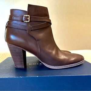 Cole Haan Hayes Belt Bootie, chestnut leather, Sz 9.5B (run small. I wear 8.5)